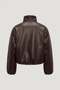 Wrap Faux Leather Bomber Jacket