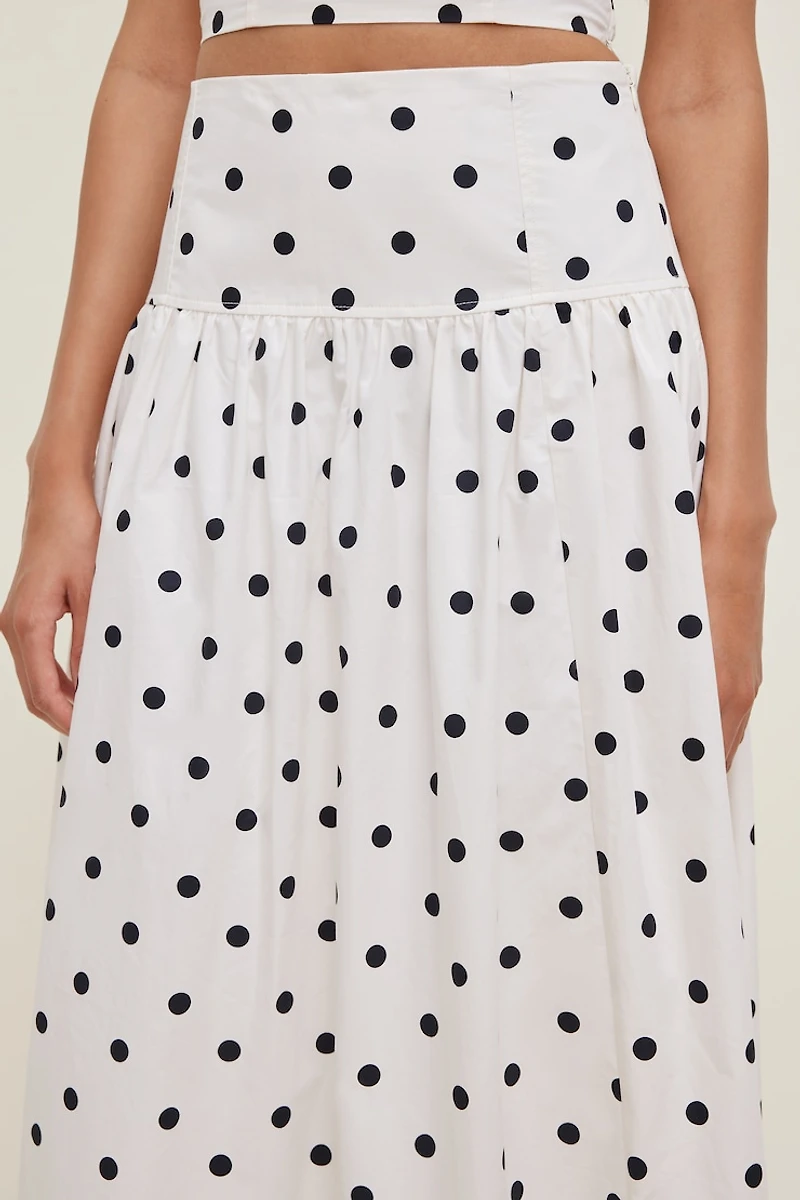 Drop Waist Poplin Midi Skirt