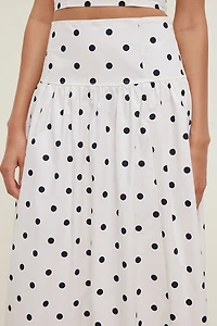 Drop Waist Poplin Midi Skirt