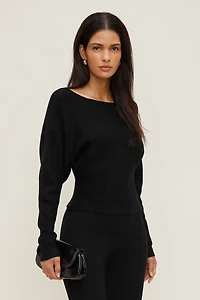 Cinched Boat Neck Sweater