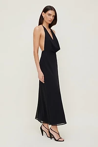 Plunge Cowl Neck Maxi Dress