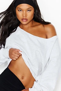SoftTerry™ Raw-Edge Off Shoulder Sweatshirt