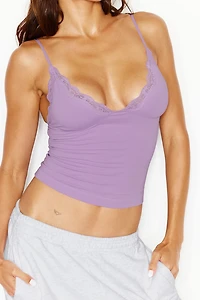 Plunge Lace Trim Cami Top