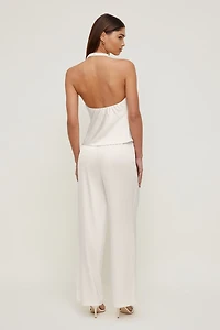 Pantalon en satin à jambe large Leo