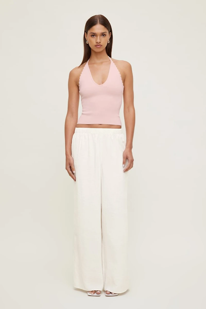 Scallop Trim Sweater Halter Top
