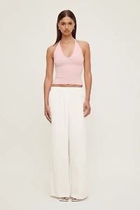 Scallop Trim Sweater Halter Top