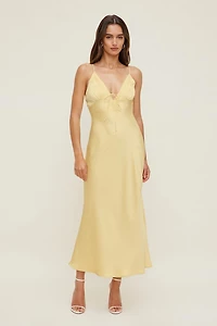 Lace Satin Maxi Dress