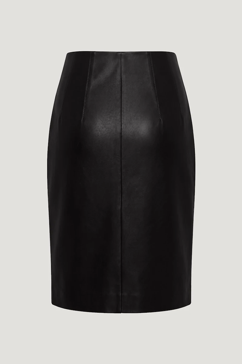 Jupe midi en faux cuir