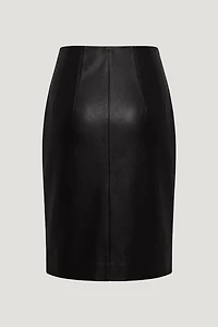 Jupe midi en faux cuir
