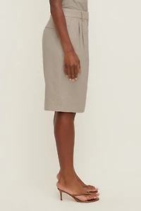 Linen High Rise Bermuda Shorts