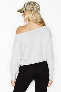 Long Sleeve Spongy Relaxed Off Shoulder Sweater
