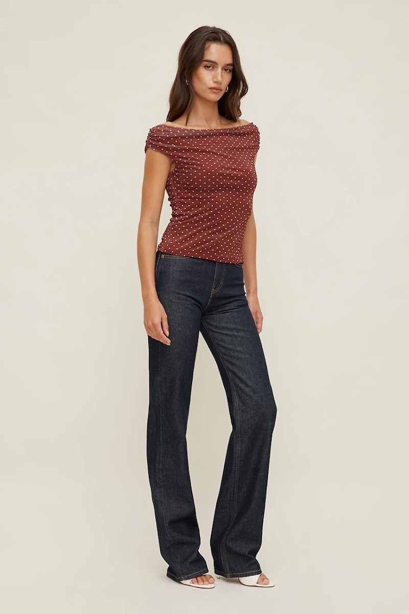Off Shoulder Mesh Top