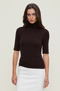 3/4 Sleeve Turtleneck Top