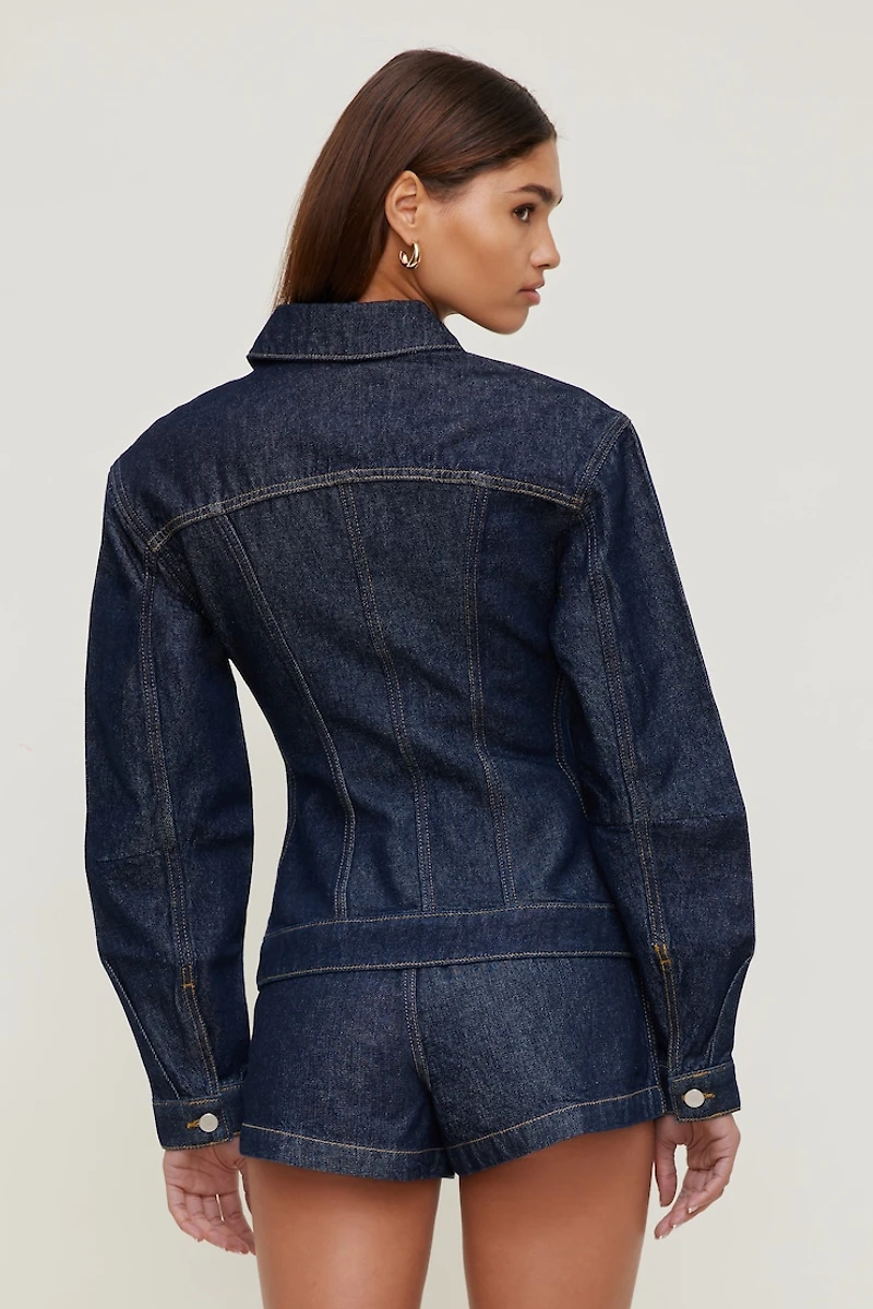 Blouson en denim à taille cintrée