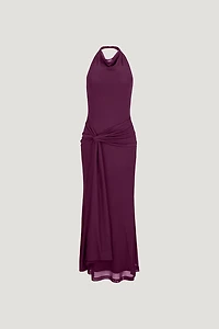 Scarlet Draped Mesh Maxi Dress