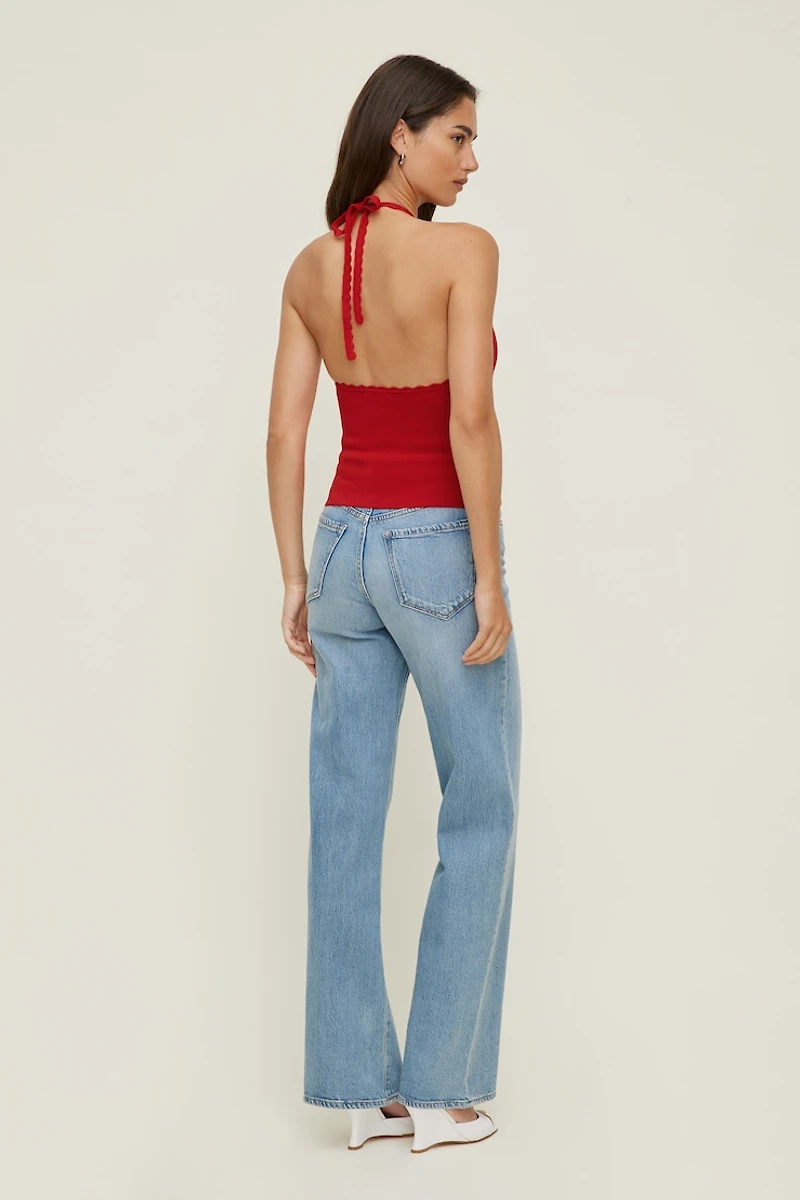 Scallop Trim Sweater Halter Top