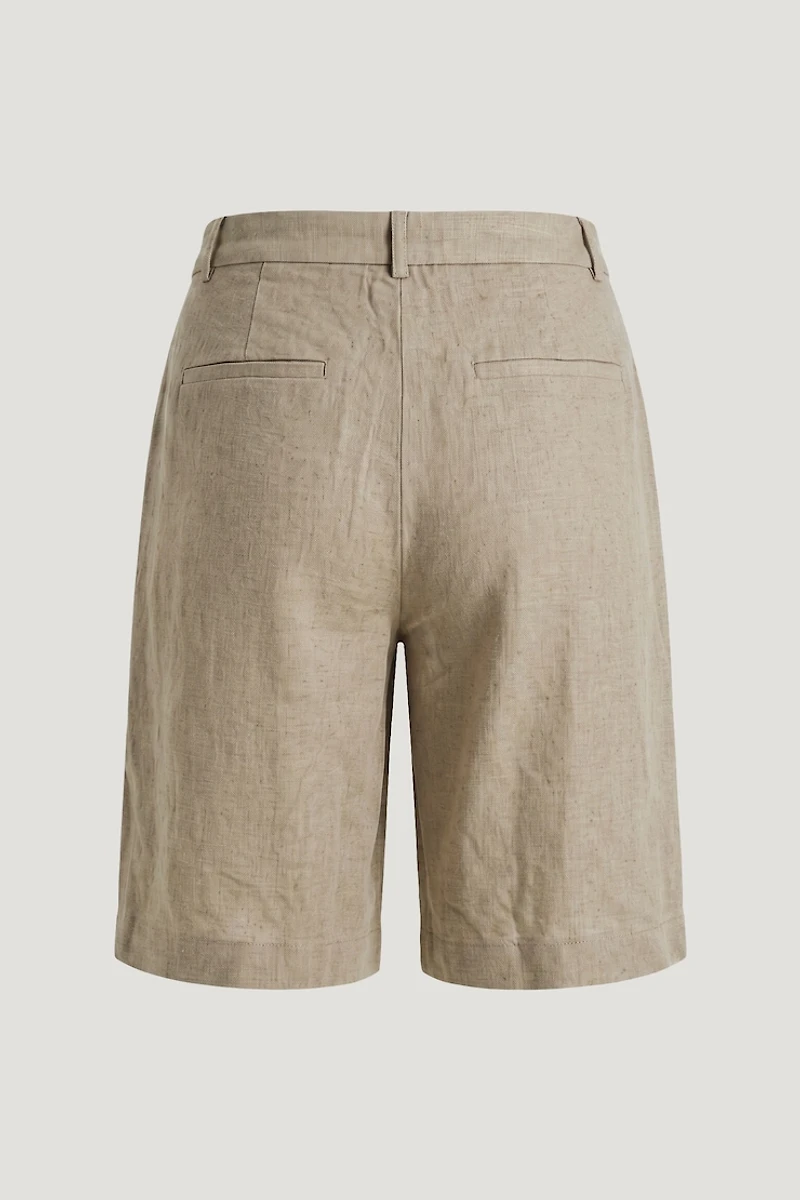 Linen High Rise Bermuda Shorts