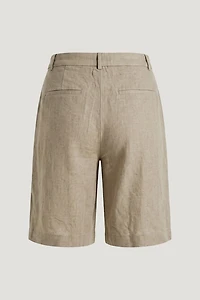 Linen High Rise Bermuda Shorts