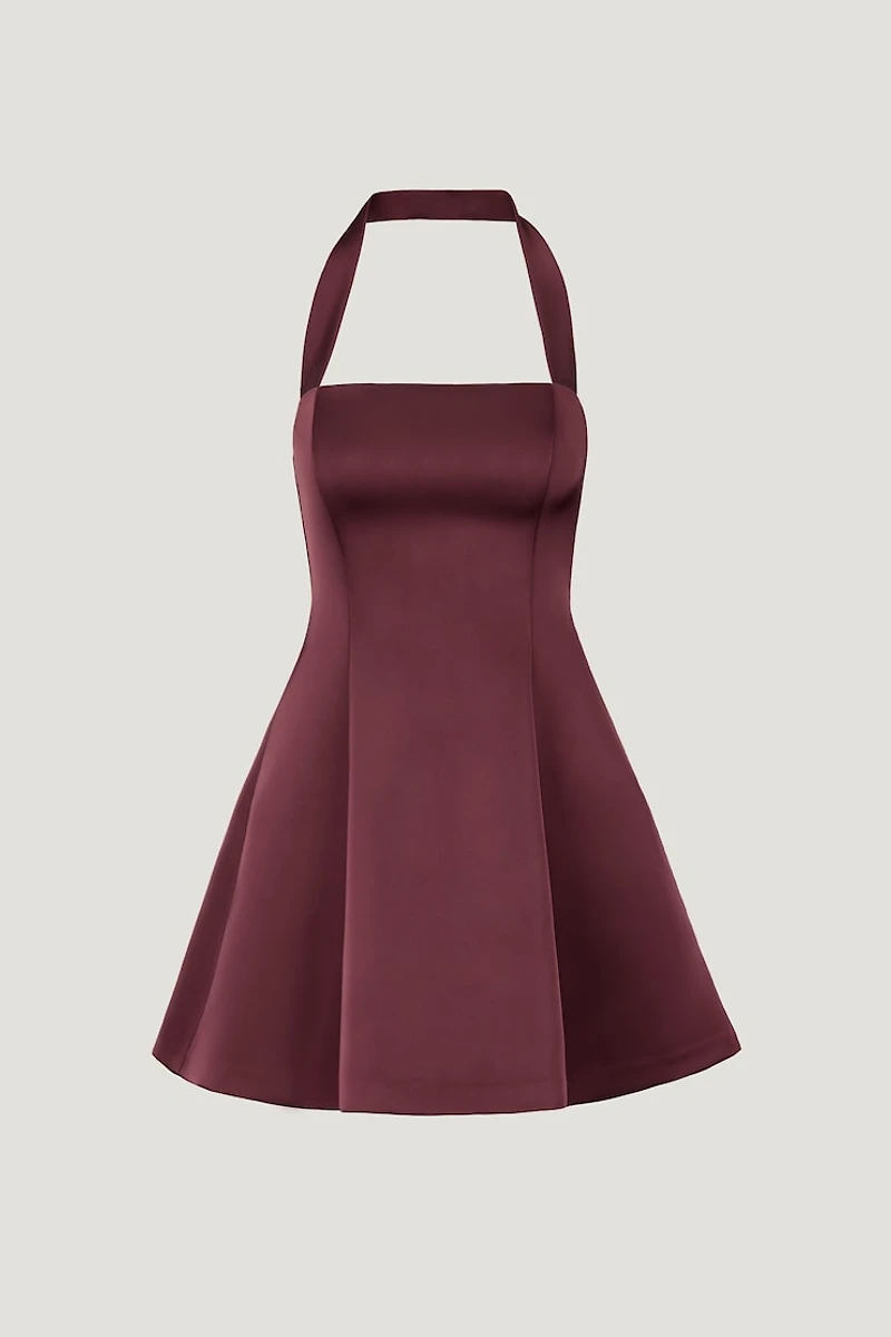 Amaya Satin Halter Mini Dress
