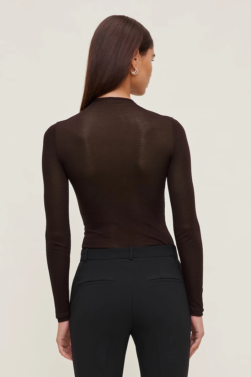 Sheer Mock Neck Sweater