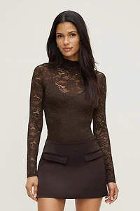 Mock Neck Lace Bodysuit