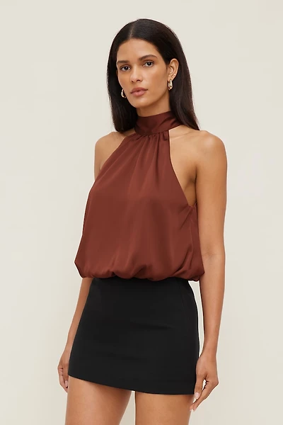 Paloma Bubble Satin Halter Blouse