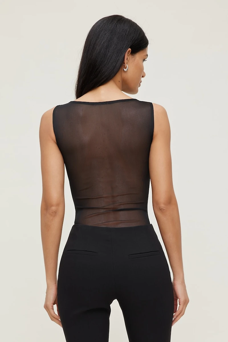 Justaucorps en maille diaphane