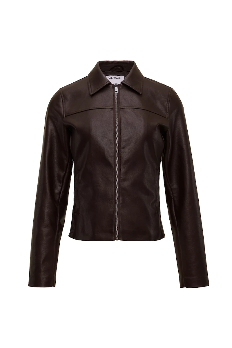 Faux-Leather Worker Jacket