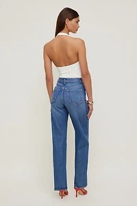 Jean Heidi à taille haute et jambe large