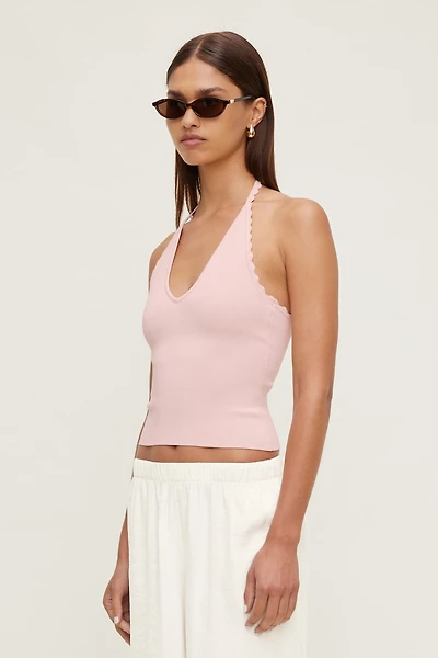 Scallop Trim Sweater Halter Top
