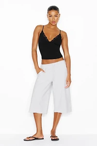 Sleek Plunge Lace Trim Cami Top