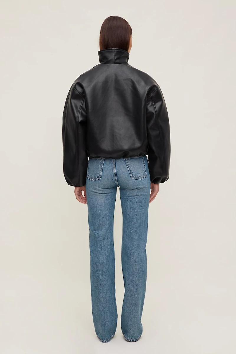 Blouson aviateur croisé en faux cuir