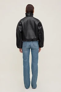 Blouson aviateur croisé en faux cuir