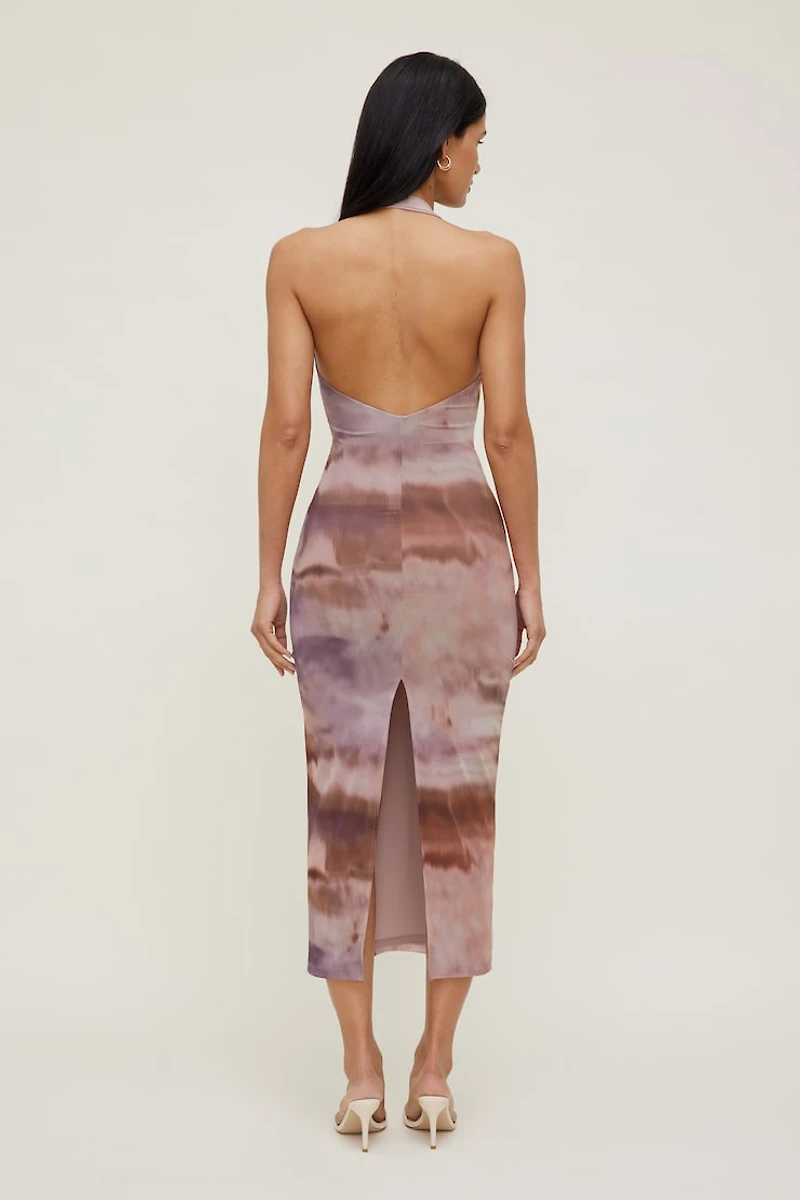 Reia Halter Mesh Maxi Dress