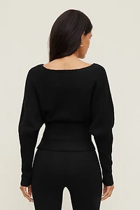 Cinched Boat Neck Sweater