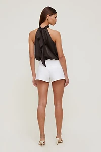 Blouse licou bouffante en satin Paloma