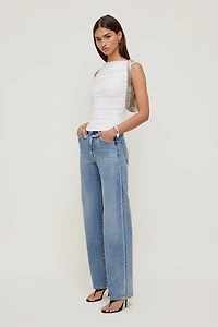 Ruched Boat Neck Mesh Tank Top