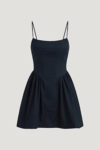 Flared Poplin Mini Dress