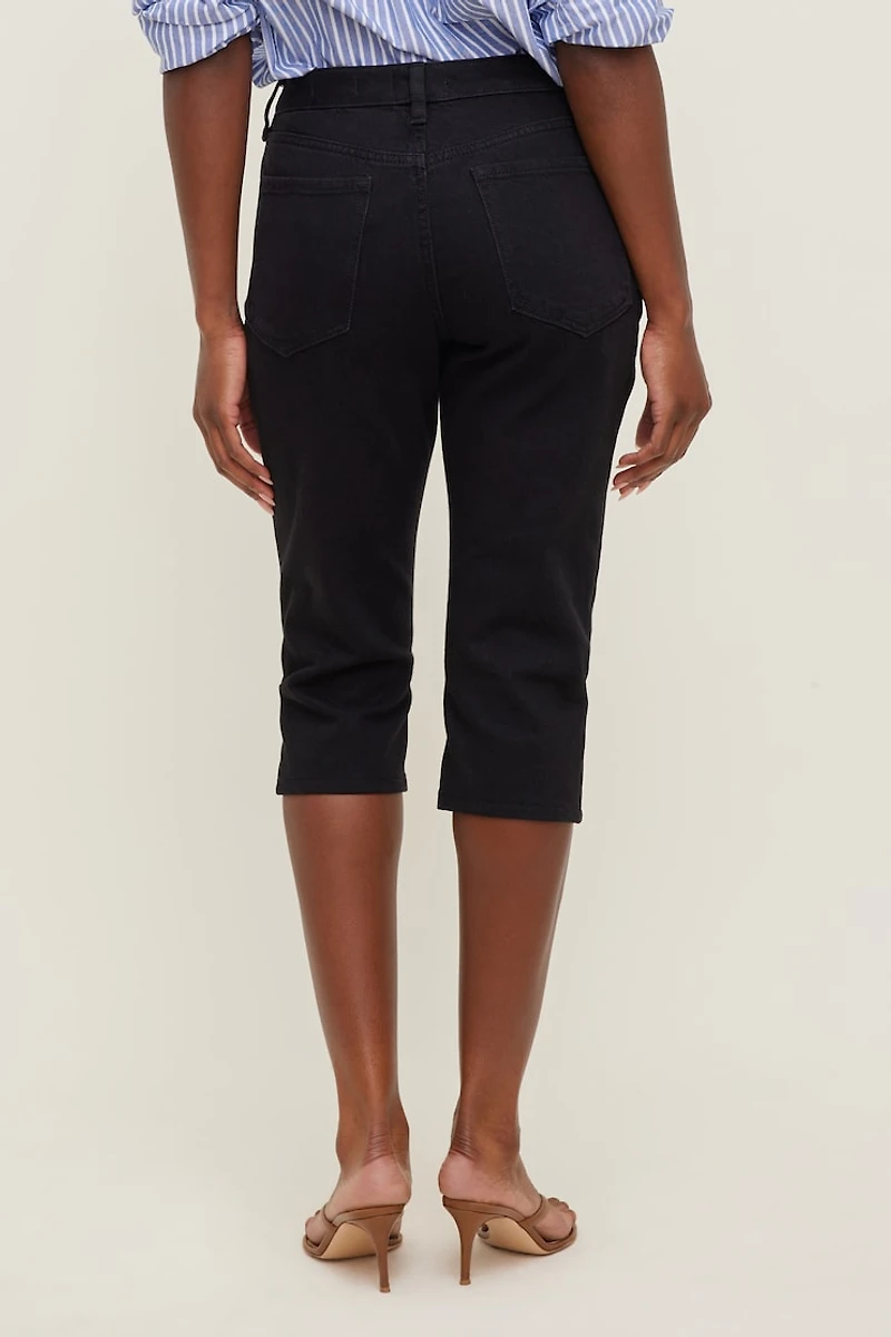 Jean capri extensible à taille haute