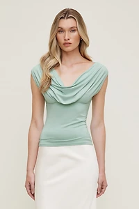 Draped Scoop Neck Top