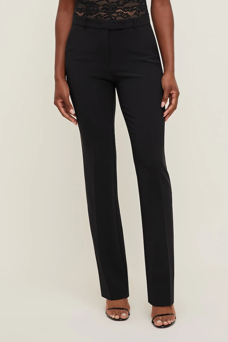 Pantalon ajusté à jambe droite taille haute