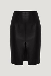Jupe midi en faux cuir
