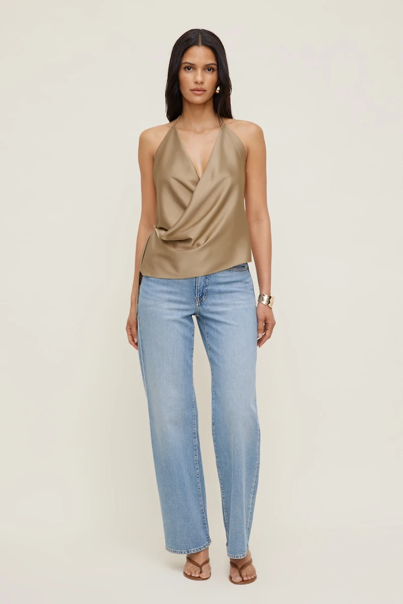 Satin Wrap Halter Top