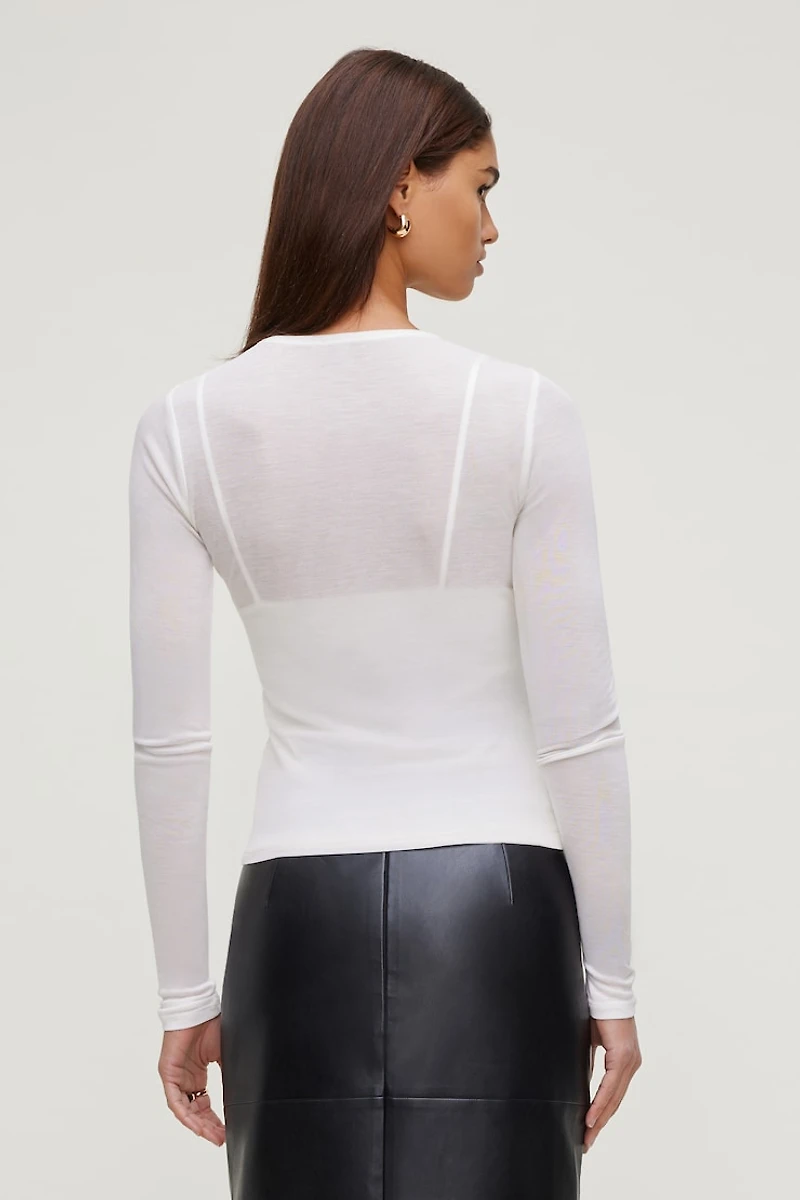 Sheer Layered Cami and Long Sleeve T Shirt