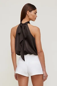 Paloma Bubble Satin Halter Blouse