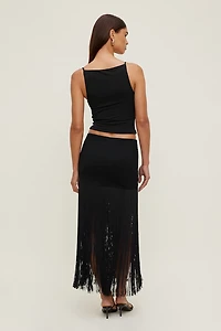 Ponte Fringe Maxi Skirt