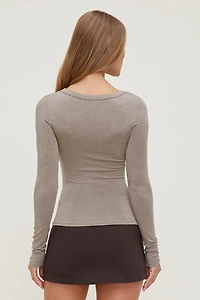 Wool Blend Scoop Long Sleeve T Shirt