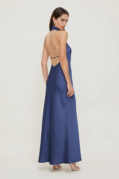 Satin Halter Maxi Dress