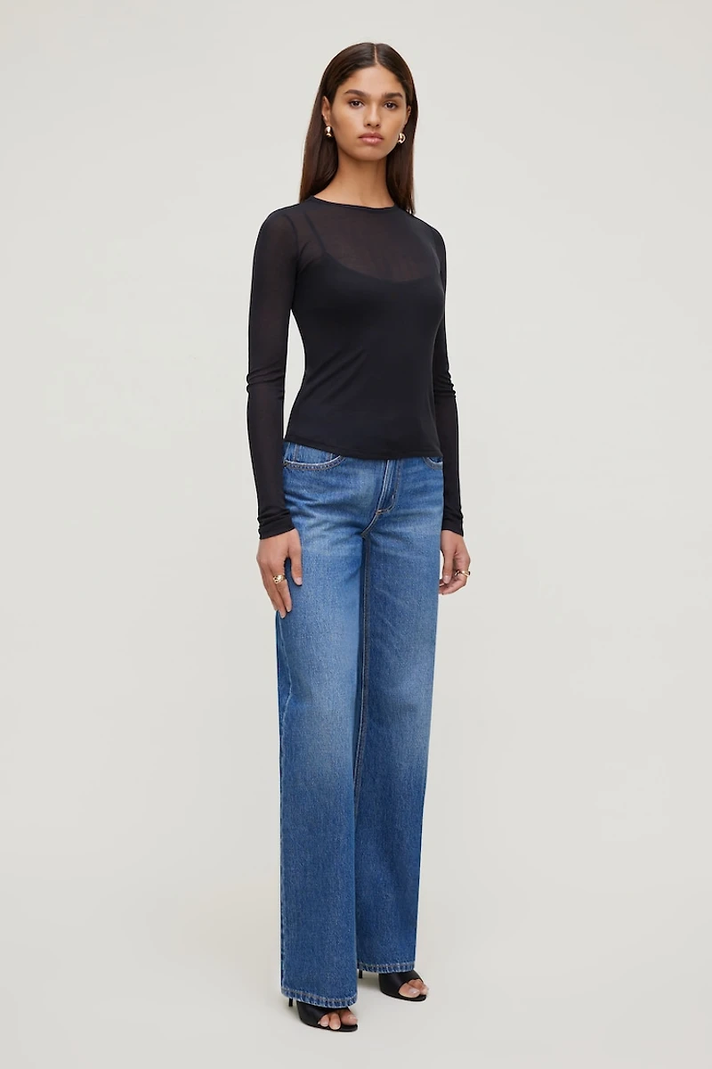 Sheer Layered Cami and Long Sleeve T Shirt