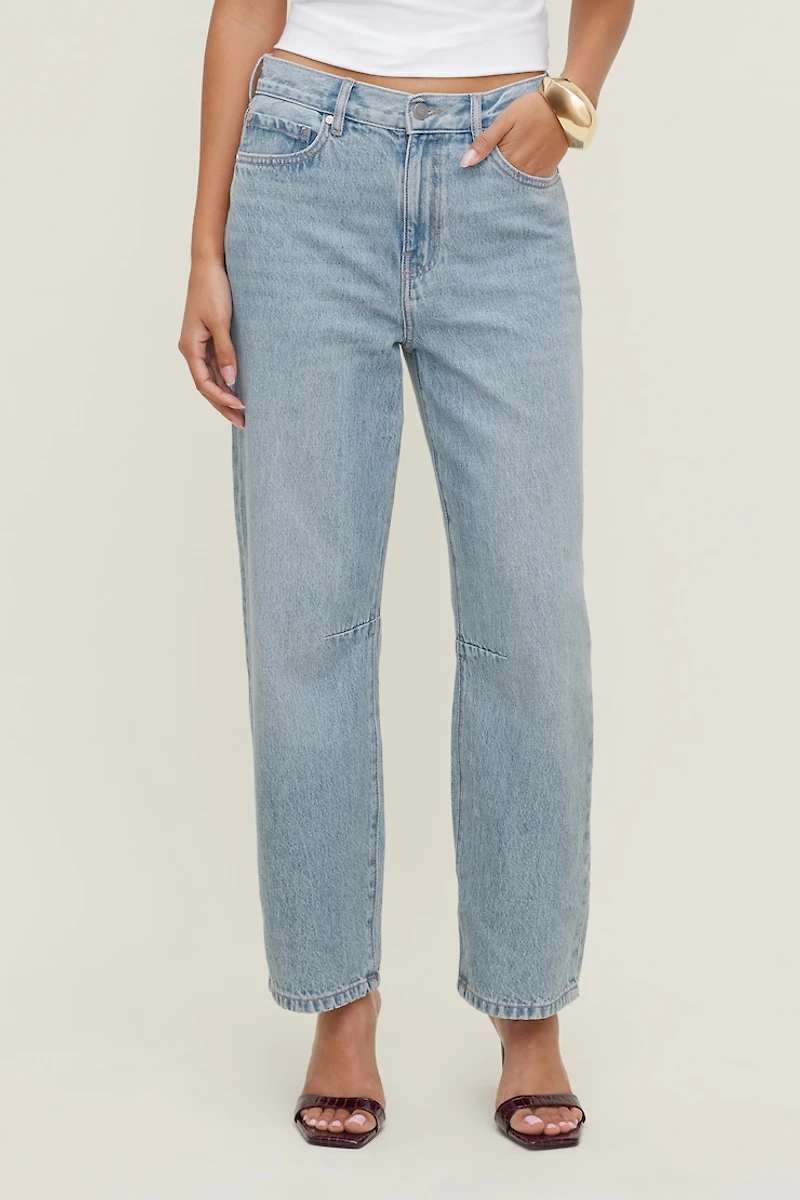 Theo Mid Rise Barrel Leg Jeans